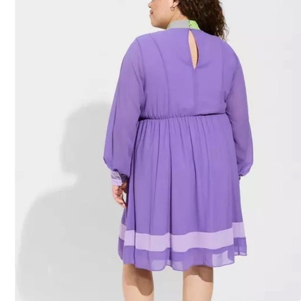 Torrid 5 (5X 28) Scooby Doo Daphne Chiffon Cosplay Costume Fit n Flare Dress - Picture 4 of 6